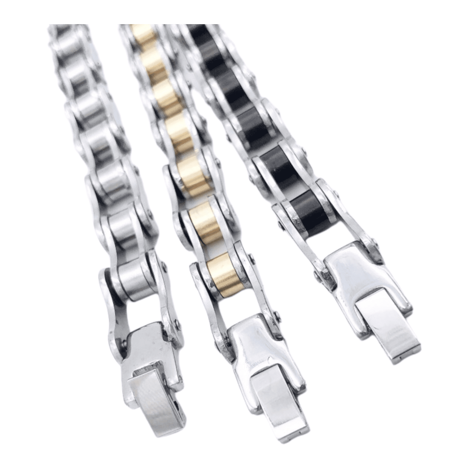 Bracciale Uomo A Catena Bicicletta In Acciaio Inox – Larghezza 12mm, Lunghezza 20cm – Stile Punk E Motociclista – Regalo Per Papà - copertina